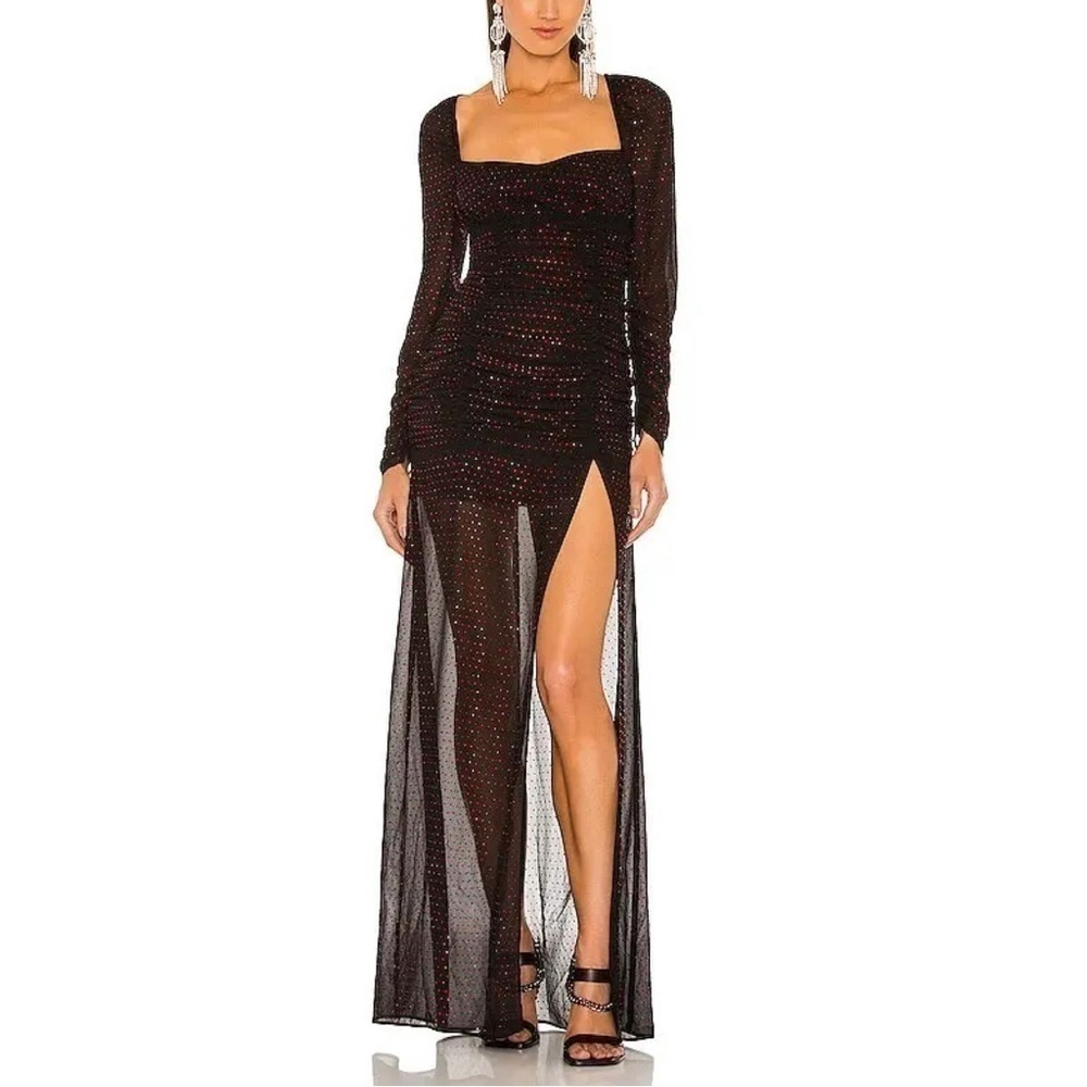 NEW DUNDAS X REVOLVE Stardust Long Sleeve Maxi Dress Black